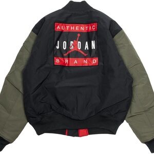 Nike Jordan Authentic Black and Olive Bomber Jacket / hq2664-045
